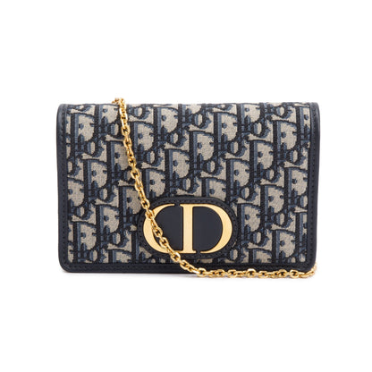 Christian Dior 2022 Navy Oblique 30 Montaigne 2-In-1 Pouch Bag