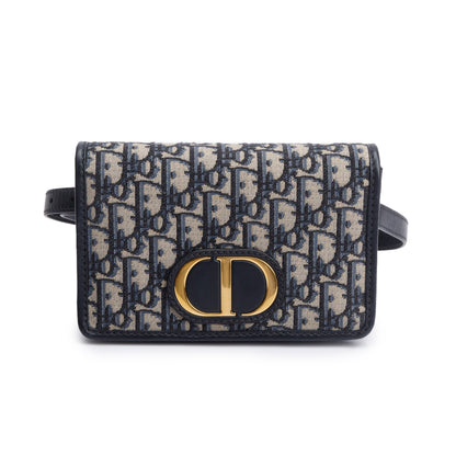 Christian Dior 2022 Navy Oblique 30 Montaigne 2-In-1 Pouch Bag