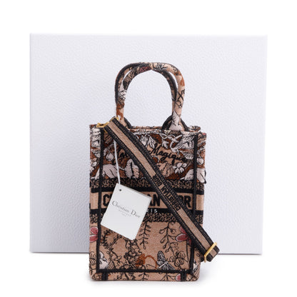 Christian Dior 2022 Pink Jardin Magique Embroidered Mini Vertical Book Tote