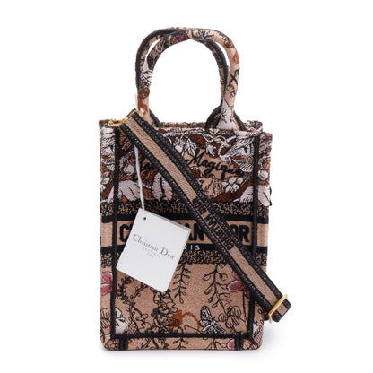 Christian Dior 2022 Pink Jardin Magique Embroidered Mini Vertical Book Tote