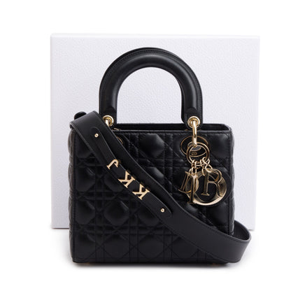 Christian Dior 2023 Black Cannage Lambskin Leather Small Lady Dior Bag