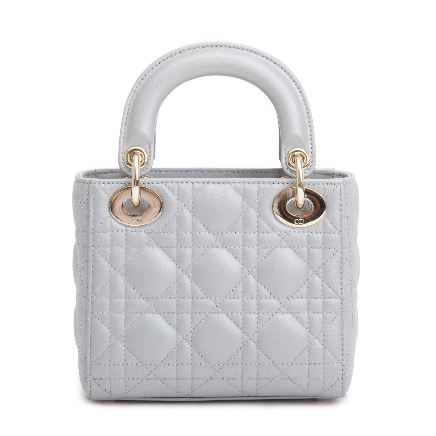 Christian Dior 2023 Grey Cannage Leather Mini Lady Dior Bag