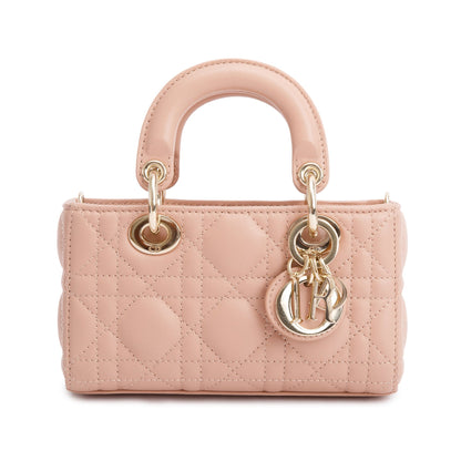 Christian Dior 2023 Rose Des Vents Cannage Lambskin Micro Lady D-Joy Bag