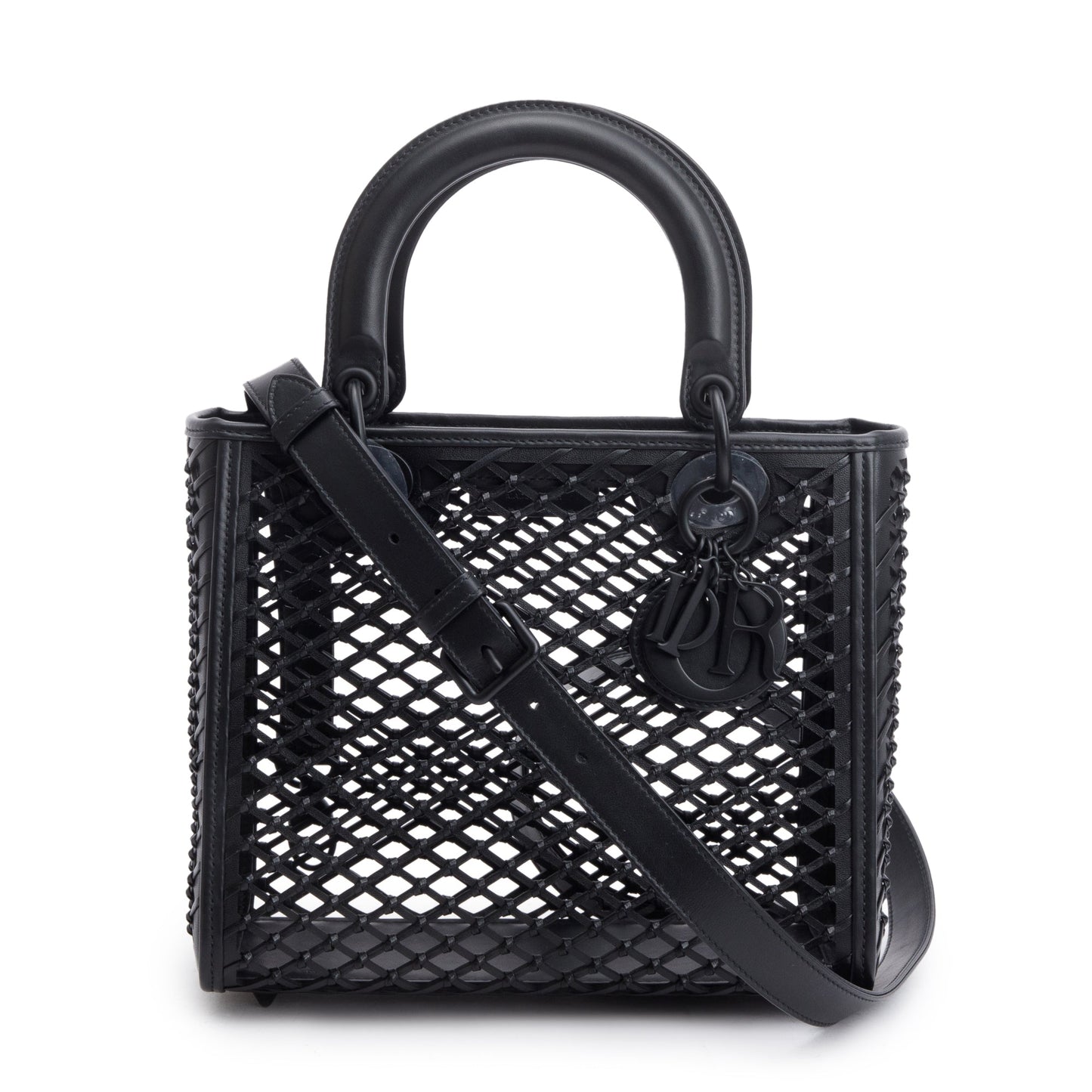 Christian Dior 2024 Black Leather So Black Medium Lady Dior Bag
