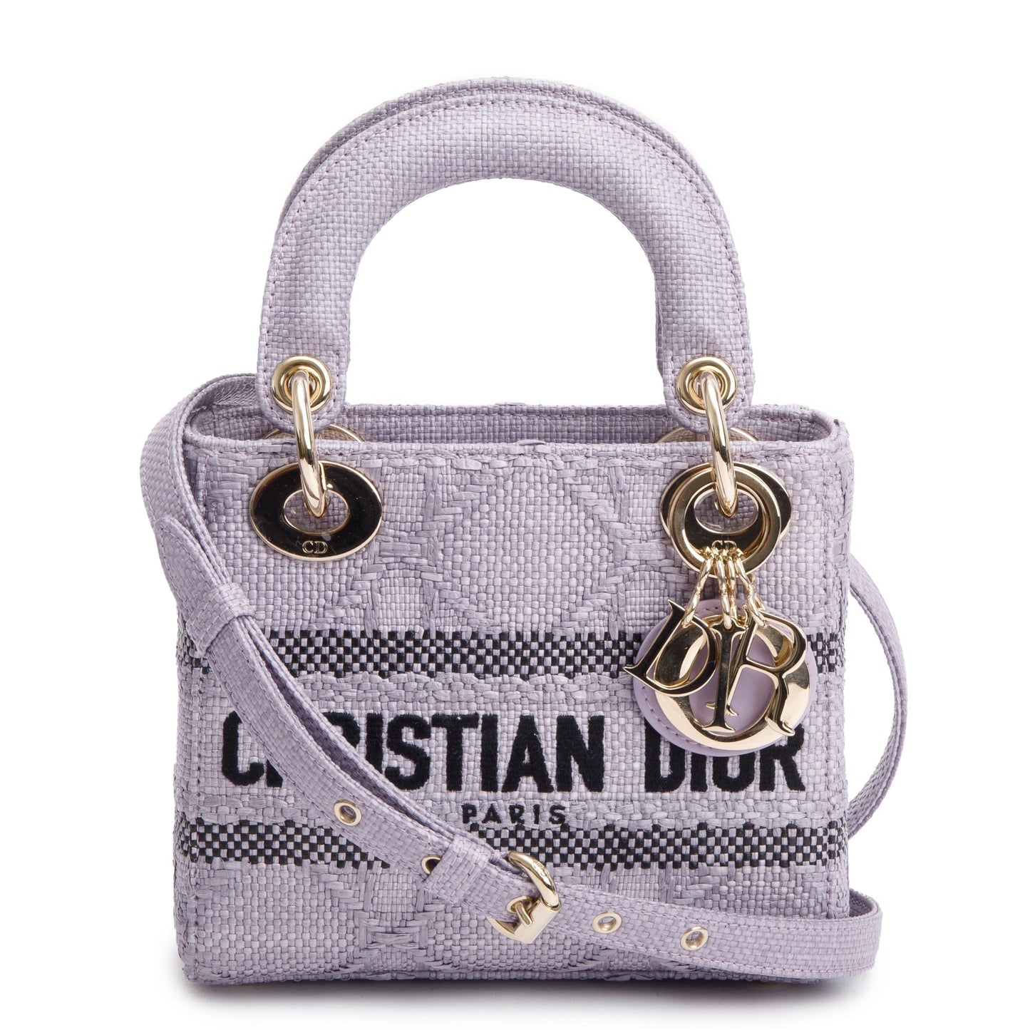 Christian Dior 2024 Purple Cannage Raffia Mini Lady D-Lite Bag