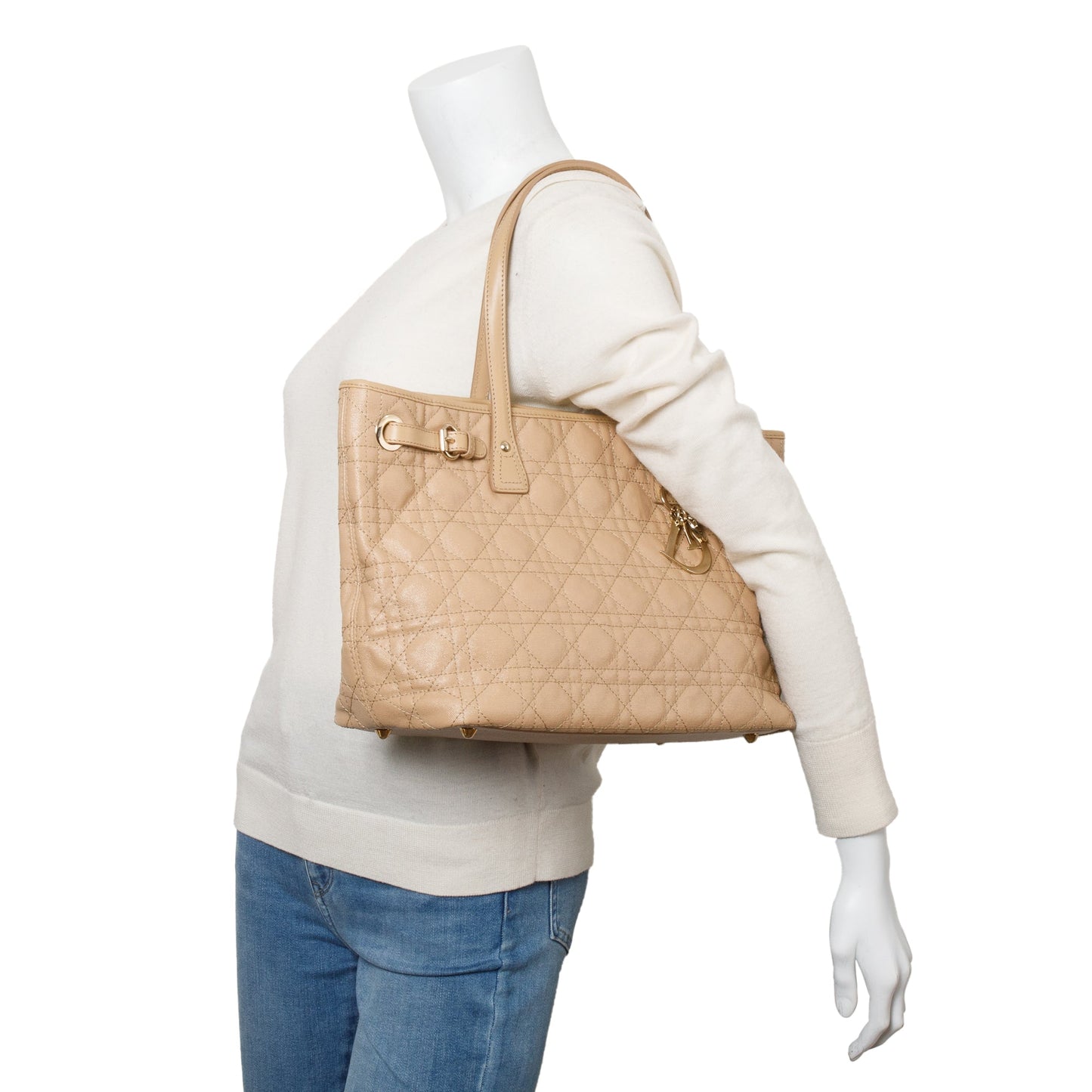 Christian Dior Beige Cannage Panarea Shopping Tote
