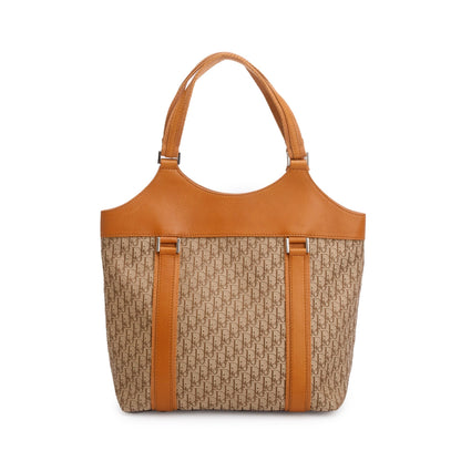 Christian Dior Beige Diorissimo Canvas Tan Leather Trim Street Chic Bag