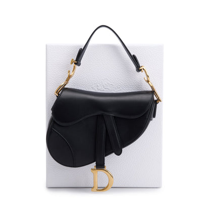 Christian Dior Black Calfskin Leather Mini Saddle Bag