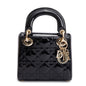 Christian Dior Black Cannage Patent Leather Mini Lady Dior Bag