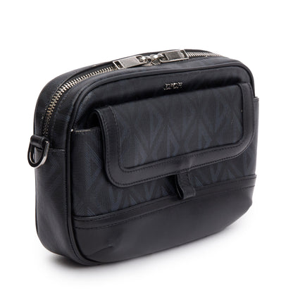 Christian Dior Black Leather CD Diamond Coated Canvas Hit The Road Bag
