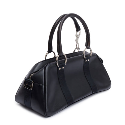 Christian Dior Black Leather Crystal Embellished Hardcore Bowling Bag