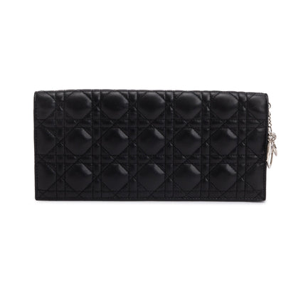 Christian Dior Black Leather Lady Dior Convertible Clutch