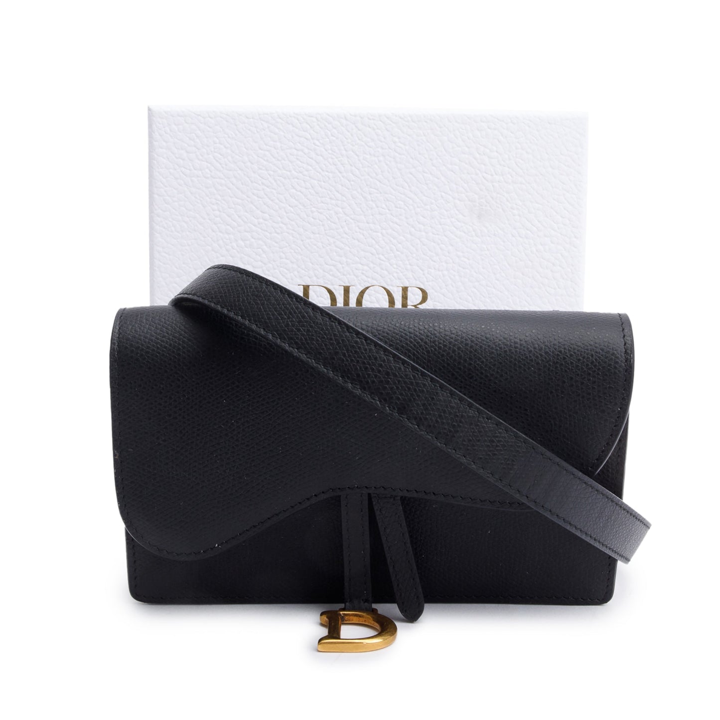 Christian Dior Black Leather Saddle Belt Pouch