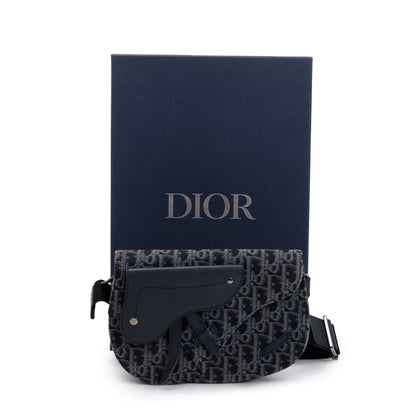 Christian Dior Black Oblique Jacquard Saddle Pouch