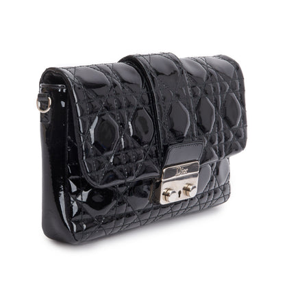 Christian Dior Black Patent Cannage Miss Dior Promenade Pouch