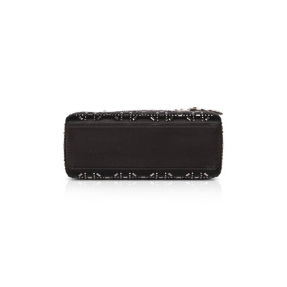 Christian Dior Black Strass Cannage Satin Mini Lady Dior Bag