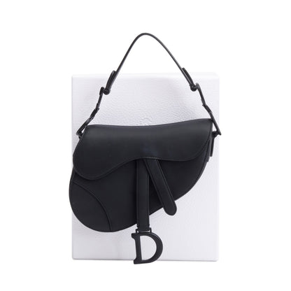 Christian Dior Black Ultramatte Calfskin Leather Mini Saddle Bag