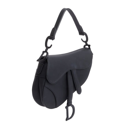 Christian Dior Black Ultramatte Calfskin Leather Mini Saddle Bag