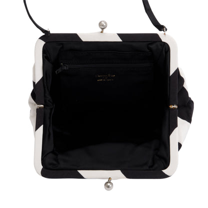 Christian Dior Black & White Canvas Frame Clutch Bag