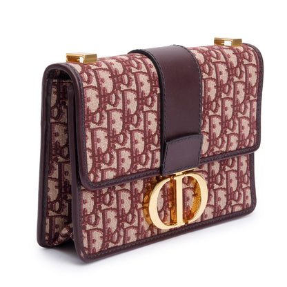 Christian Dior Burgundy Oblique 30 Montaigne Bag