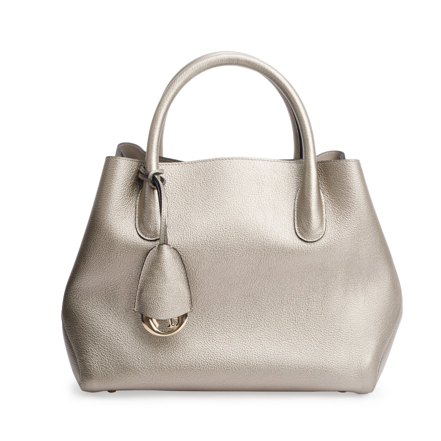Christian Dior Gold Metallic Calfskin Leather Small Open Bar Tote