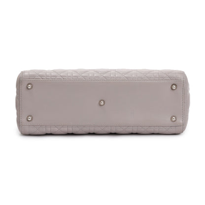 Christian Dior Grey Cannage Lambskin Leather Large Lady Dior Bag