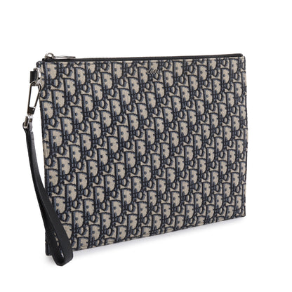 Christian Dior Homme 2020 Beige & Black Oblique Jacquard A4 Pouch