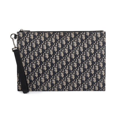 Christian Dior Homme 2020 Beige & Black Oblique Jacquard A4 Pouch