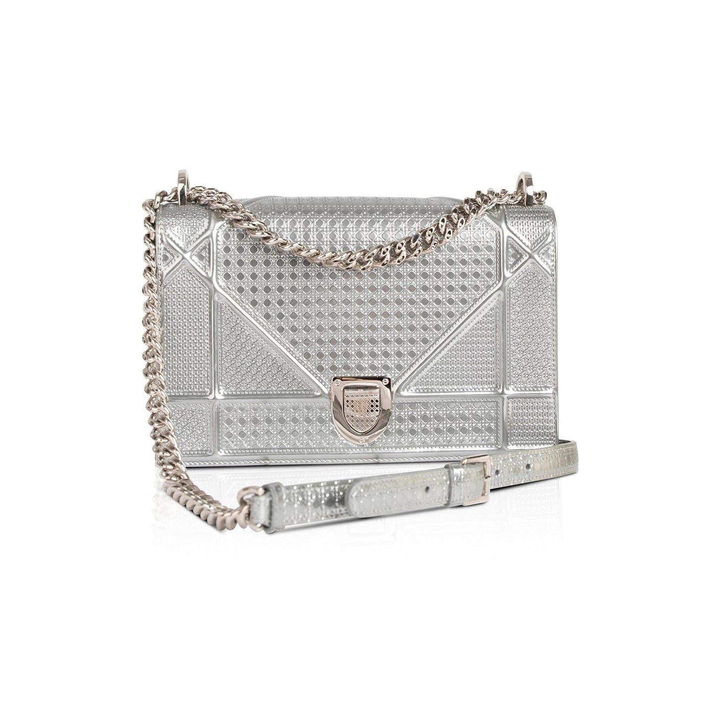 Christian Dior Large Metallic Microcannage Diorama Shoulder Bag