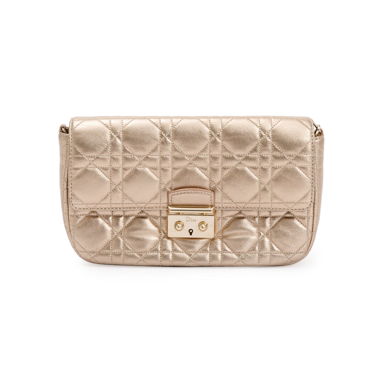 Christian Dior Metallic Gold Miss Dior Promenade Wallet on Chain