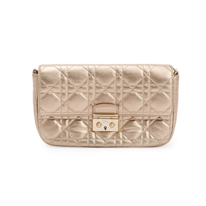 Christian Dior Metallic Gold Miss Dior Promenade Wallet on Chain