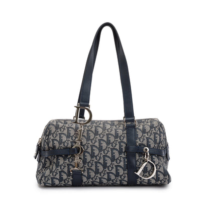 Christian Dior Navy Diorissimo Logo Charms Boston Bag