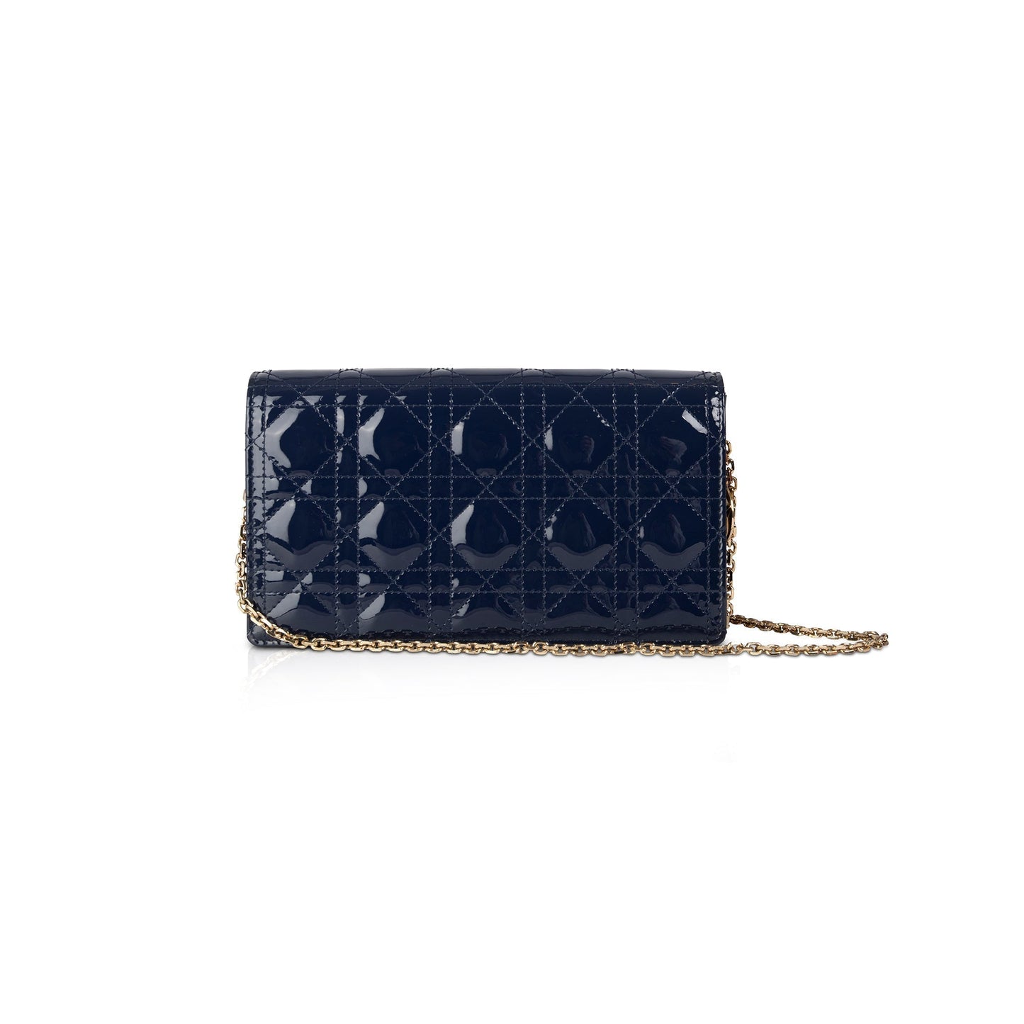 Christian Dior Patent Cannage Leather Lady Dior Chain Pouch