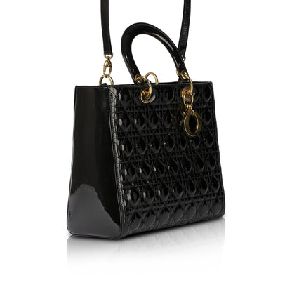 Christian Dior Patent Large Lady Dior Bag