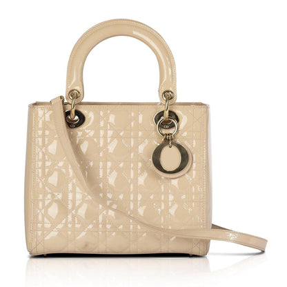 Christian Dior Patent Leather Medium Lady Dior Bag