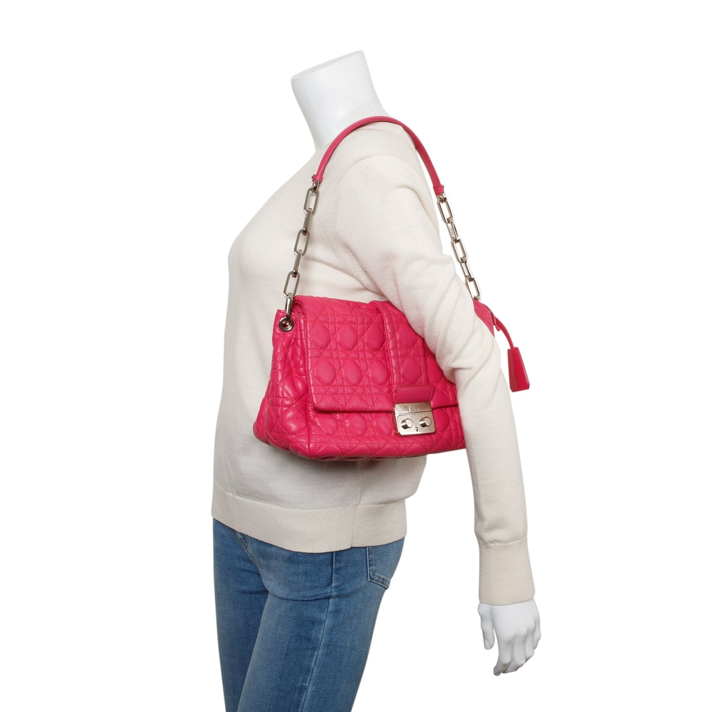 Christian Dior Pink Cannage Calfskin Leather New Lock Flap Bag