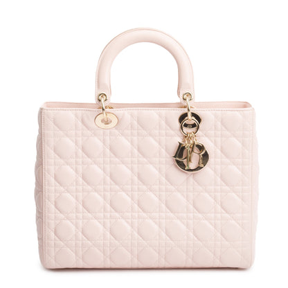 Christian Dior Pink Cannage Leather Large Lady Dior Bag