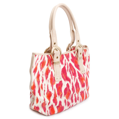 Christian Dior Pink Multicolor Printed Canvas Buckle Tote Bag