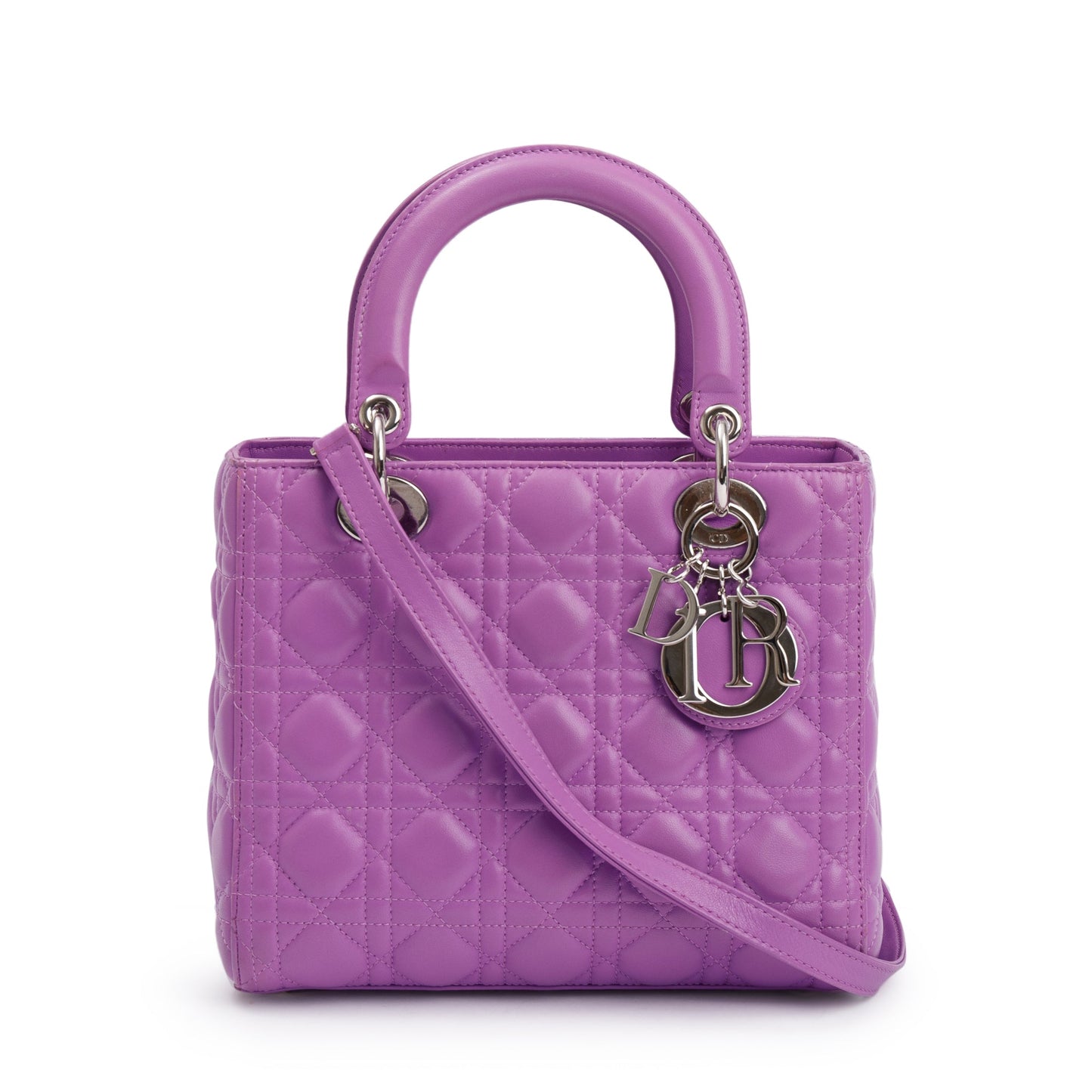 Christian Dior Purple Cannage Lambskin Leather Medium Lady Dior Bag