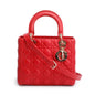 Christian Dior Red Cannage Lambskin Leather Small Lady Dior Bag