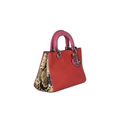 Christian Dior Small Python Trimmed Diorissimo Tote
