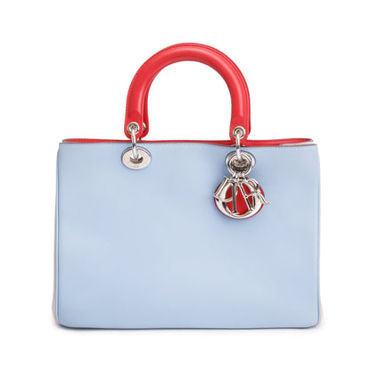 Christian Dior Tricolor Calfskin Leather Medium Diorissimo Tote