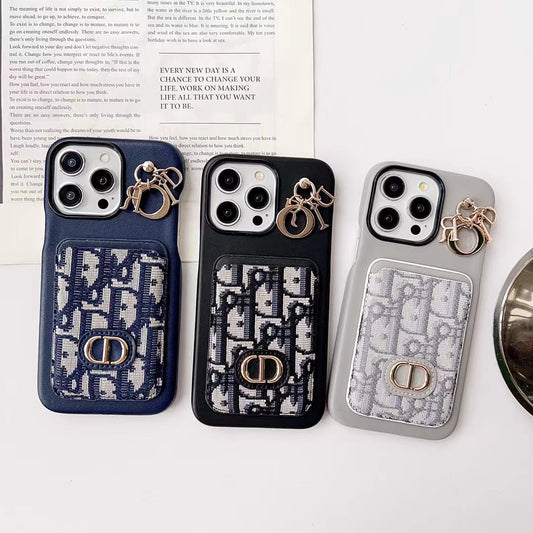 Christian Dior iPhone Case Card Slot for 12 13 14 15 Pro Max Plus
