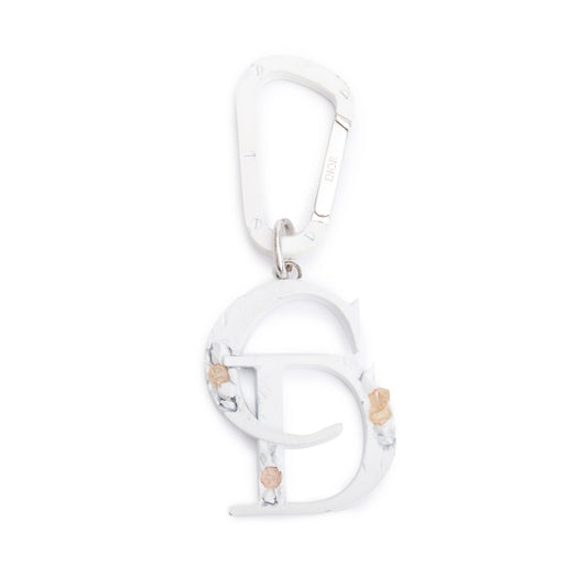 Christian Dior x Daniel Arsham White Silver Finished Metal CD Bag Charm Key Ring