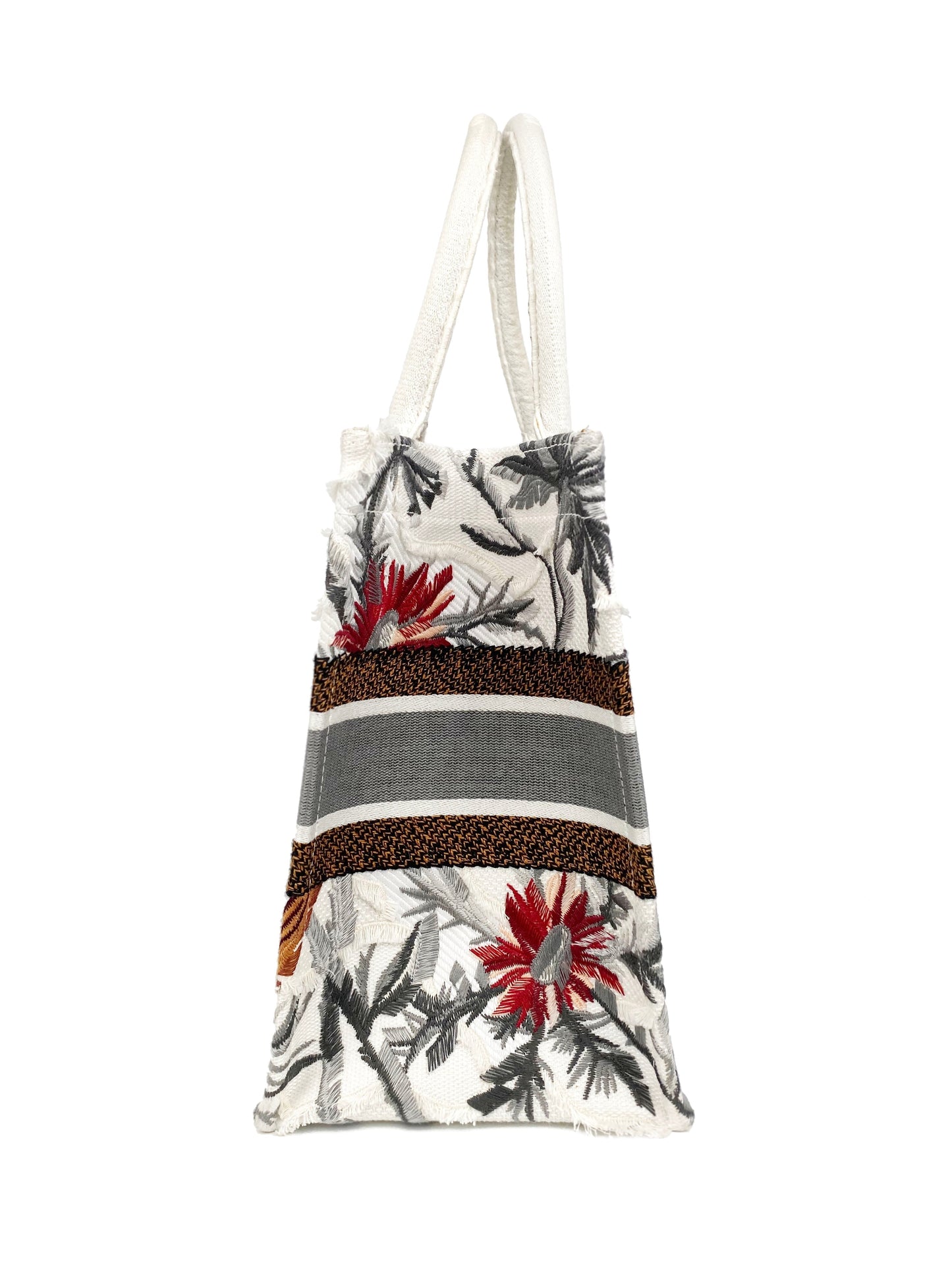 Christian Dior White Limited Edition Flower Accents Book Tote