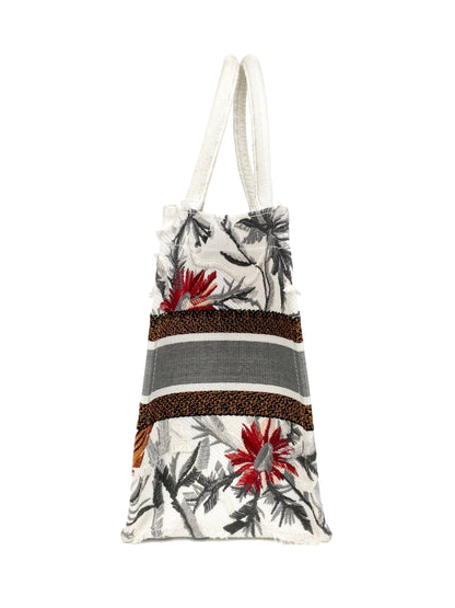 Christian Dior White Limited Edition Flower Accents Book Tote