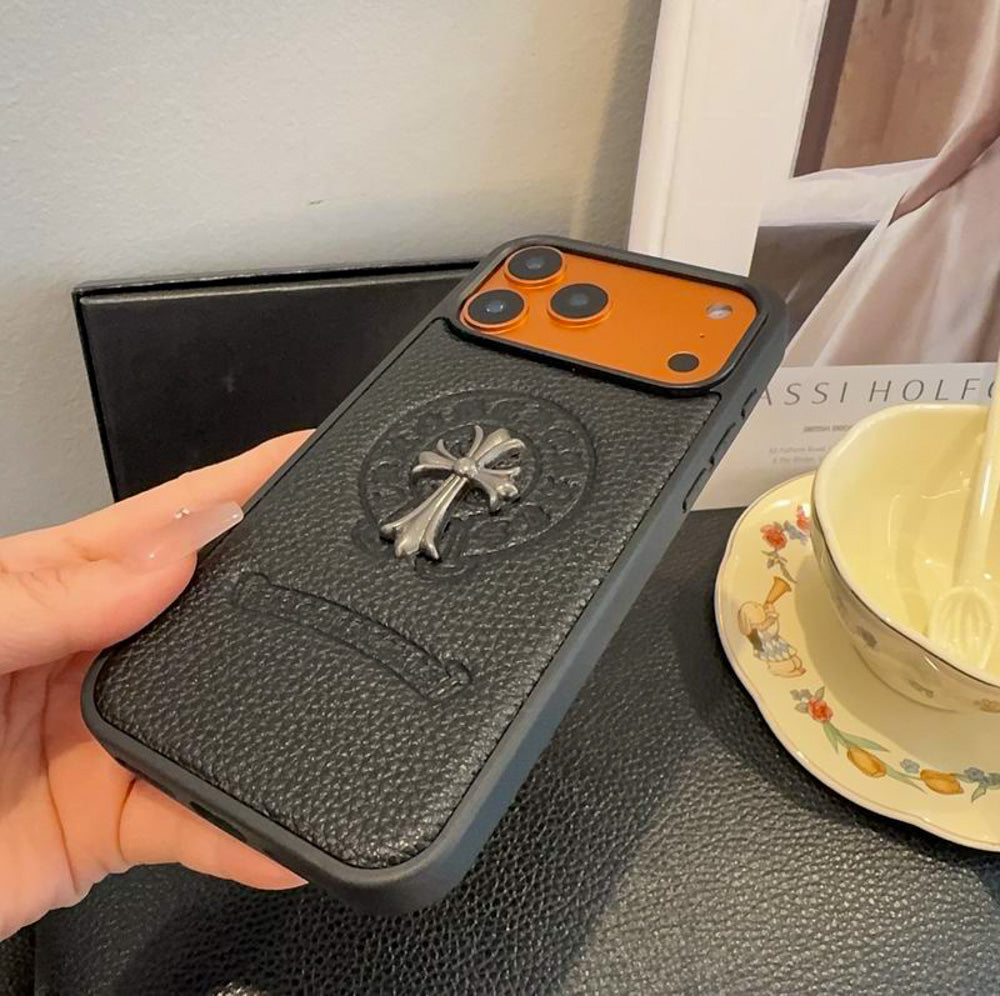 Leather Chrome Heart iPhone Case for 1317 / Pro / Pro Max