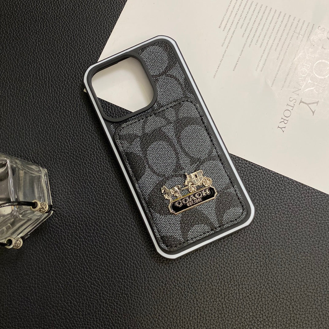 Luxury Coach Phone Case Card Holder Leather for iPhone
