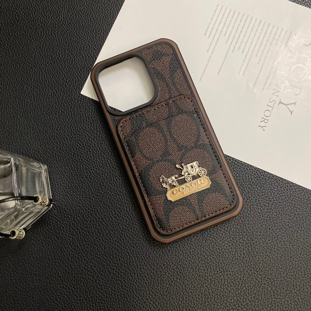 Luxury Coach Phone Case Card Holder Leather for iPhone