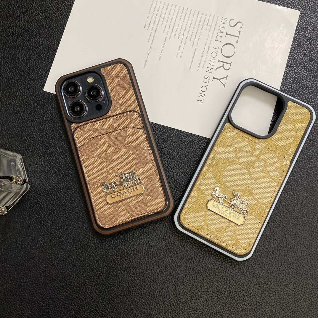 Luxury Coach Phone Case Card Holder Leather for iPhone